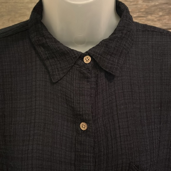 Free People Black Gauze Oversized Button Down - Picture 5 of 12